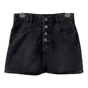 H&M Black Denim Button Front Mini Skirt Youth Size 12-13